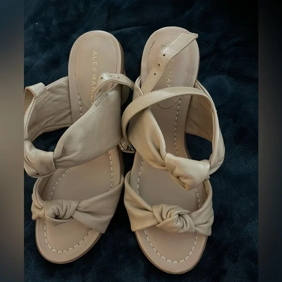Alex Marie Beige Wedge Sandals - Picture 3 of 3